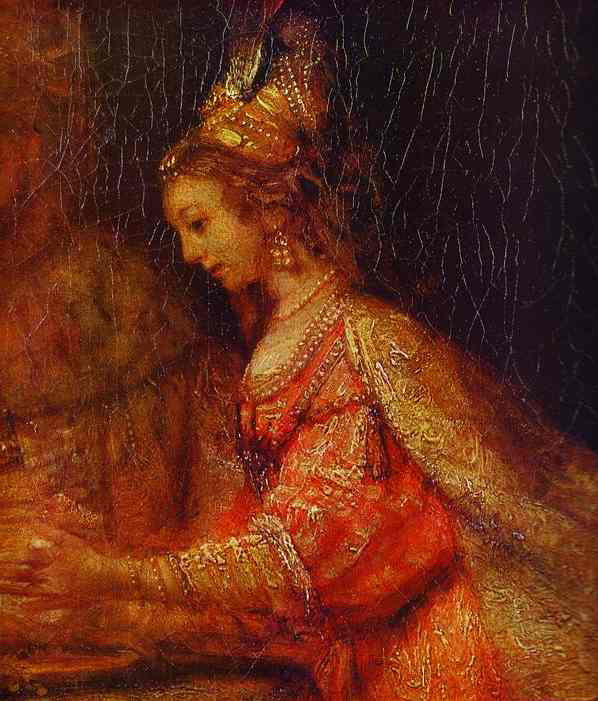 Rembrandt: Ahasverus, Haman si Estera (detaliu)